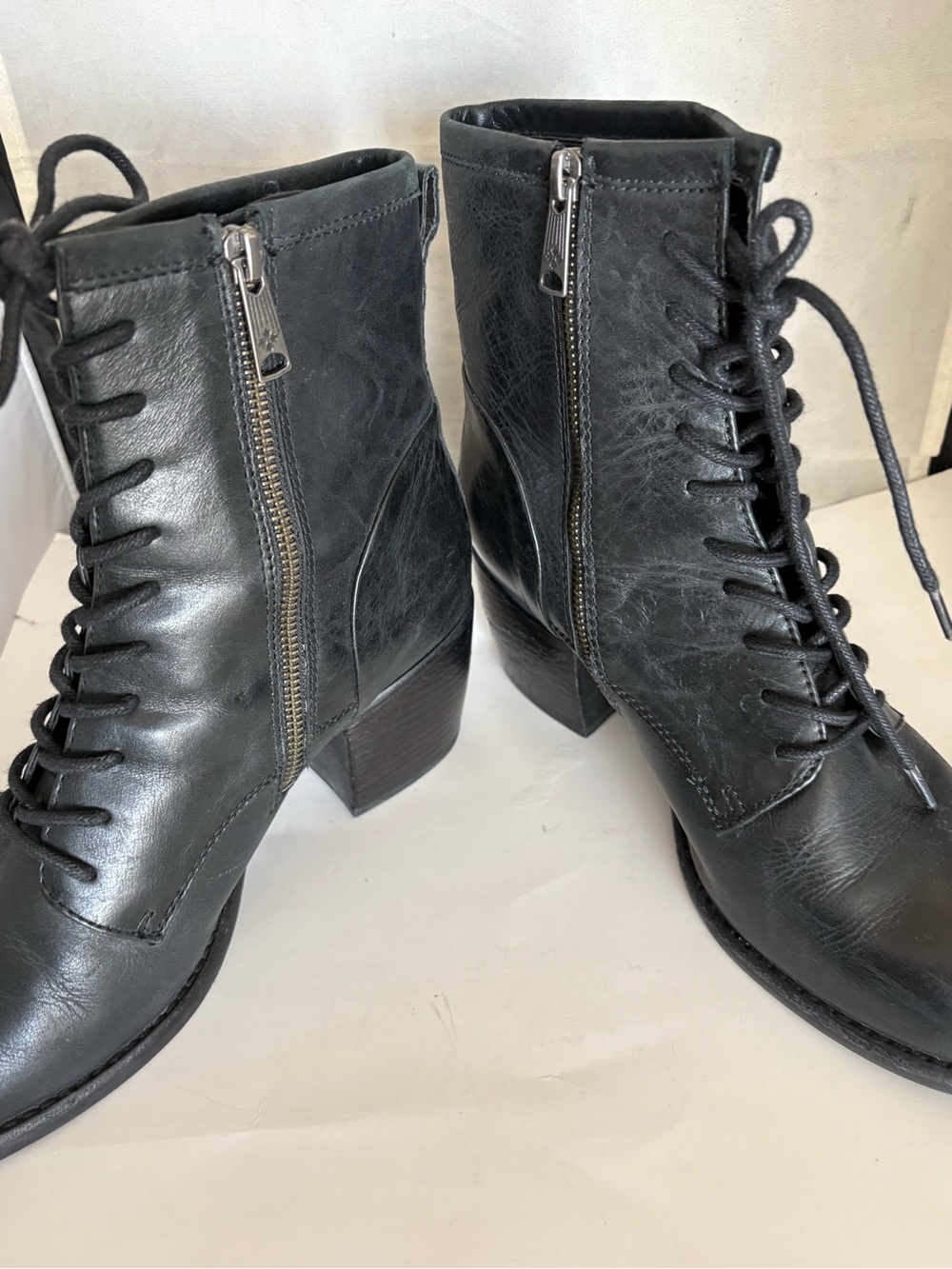 Patricia Nash Black Lace-Up Leather Ankle Boots 9.5 - Picture 9 of 15